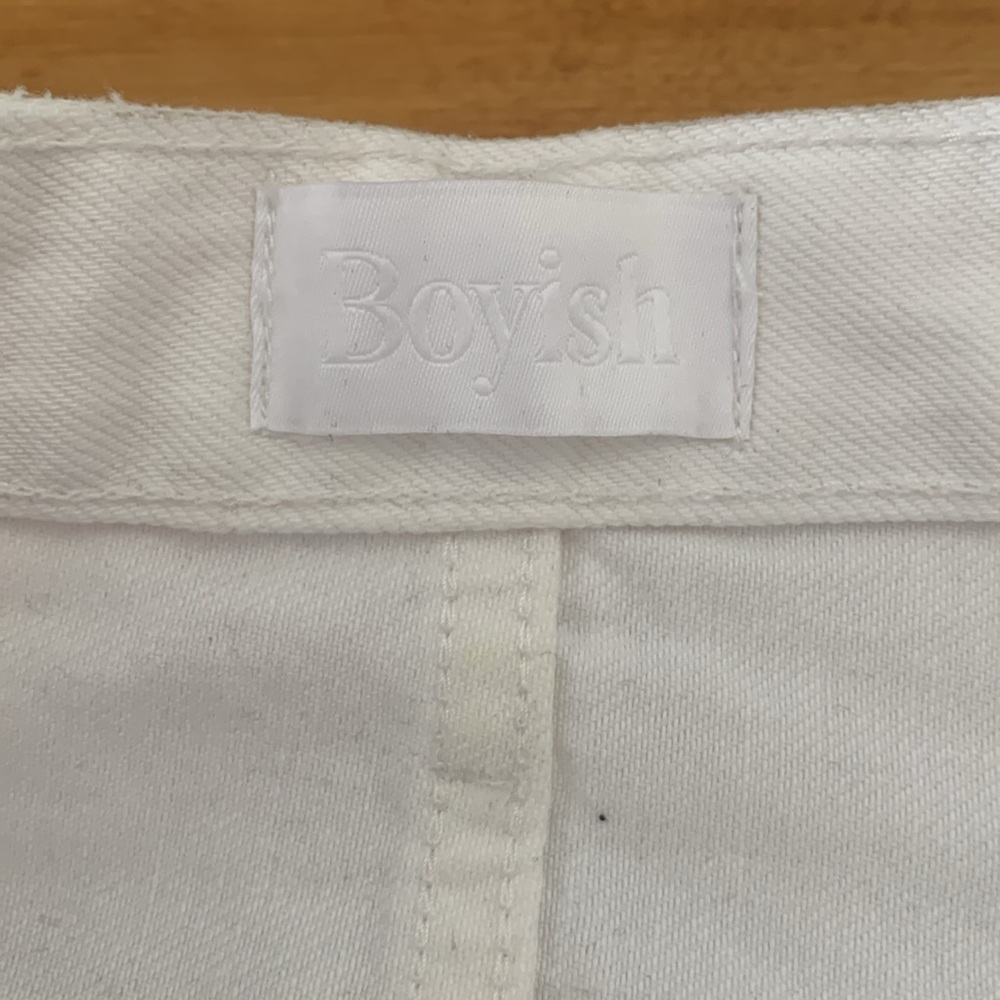 Boyish Anthropologie Corey Jean Skirt White Denim 26 High Rise Mini Royal Weddng - Picture 14 of 16